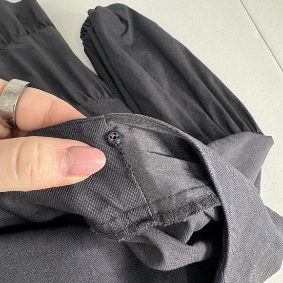 Cinq a Sept Rose Tiered Mini Dress Womens 2 Black Bishop Sleeve Cottage Boho - Picture 9 of 16